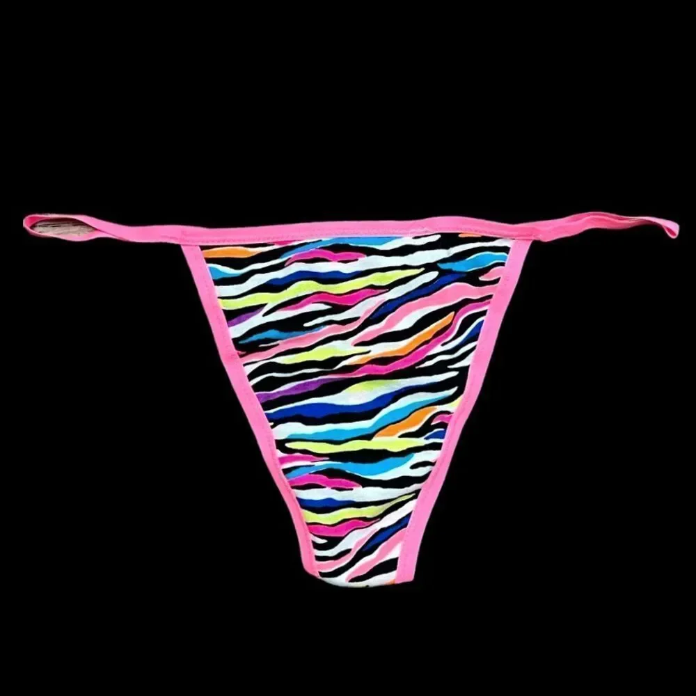 Victorias Secret Pink Soft Cotton Extra Low Rise V String panty multicolor M
